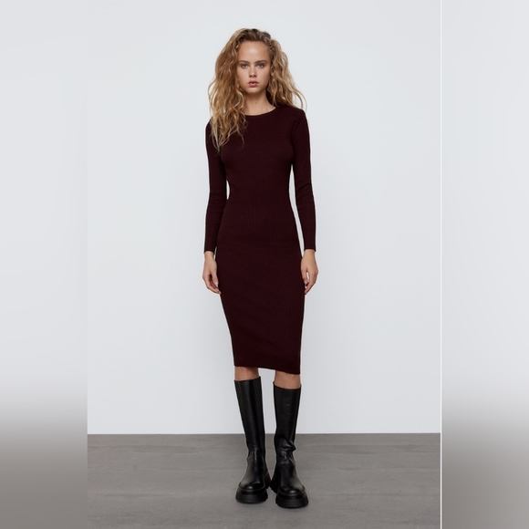 ZARA SHOULDER PAD KNIT DRESS, size small - Picture 1 of 13